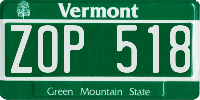 VT license plate ZOP518
