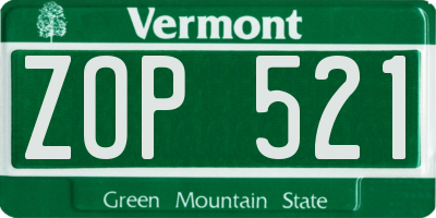 VT license plate ZOP521