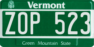 VT license plate ZOP523
