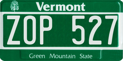 VT license plate ZOP527