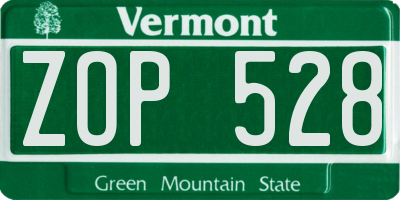 VT license plate ZOP528