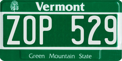 VT license plate ZOP529