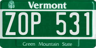 VT license plate ZOP531