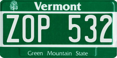 VT license plate ZOP532