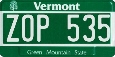 VT license plate ZOP535