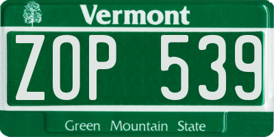 VT license plate ZOP539