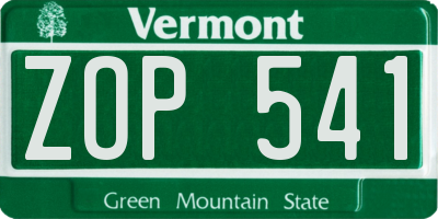 VT license plate ZOP541