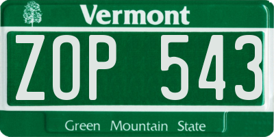 VT license plate ZOP543