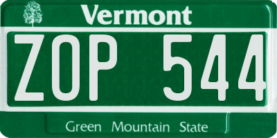 VT license plate ZOP544