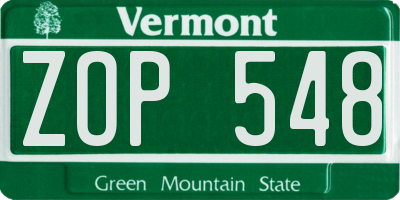 VT license plate ZOP548