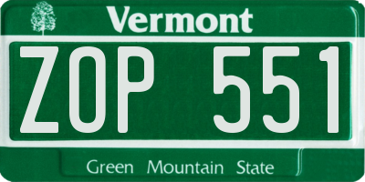 VT license plate ZOP551