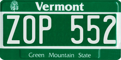 VT license plate ZOP552