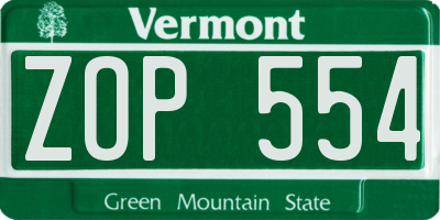 VT license plate ZOP554