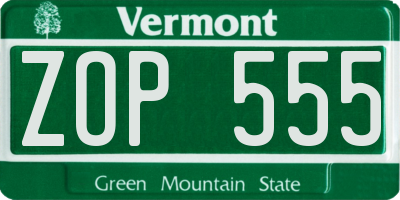 VT license plate ZOP555