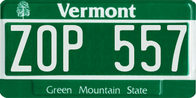 VT license plate ZOP557