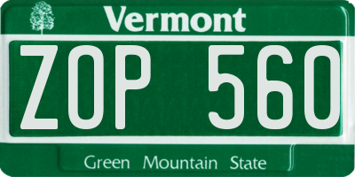 VT license plate ZOP560