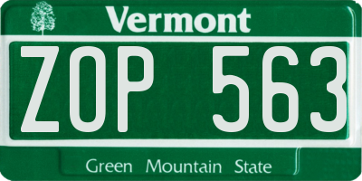 VT license plate ZOP563