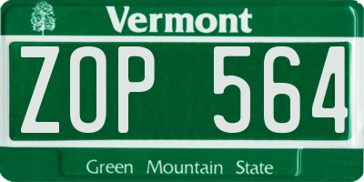 VT license plate ZOP564