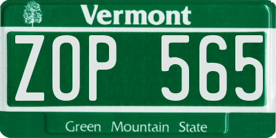 VT license plate ZOP565