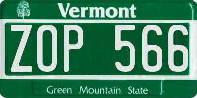 VT license plate ZOP566