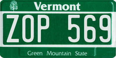 VT license plate ZOP569