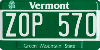 VT license plate ZOP570