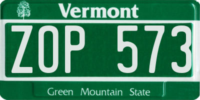 VT license plate ZOP573