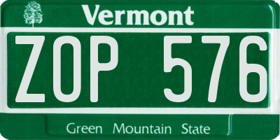 VT license plate ZOP576