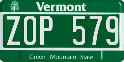 VT license plate ZOP579