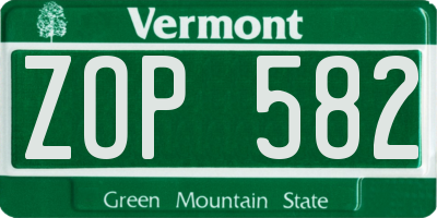 VT license plate ZOP582
