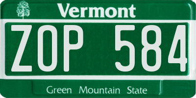 VT license plate ZOP584
