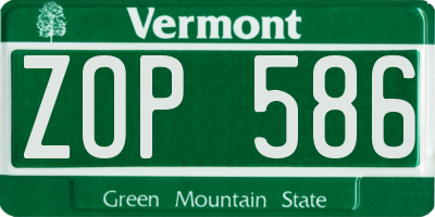 VT license plate ZOP586