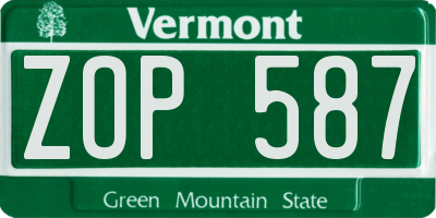 VT license plate ZOP587