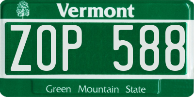 VT license plate ZOP588