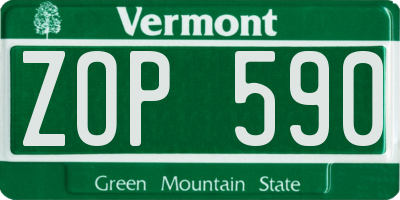VT license plate ZOP590