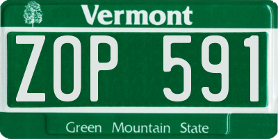 VT license plate ZOP591