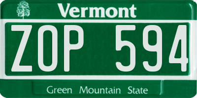 VT license plate ZOP594