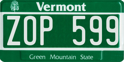 VT license plate ZOP599