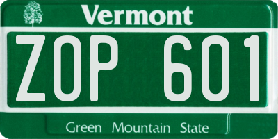 VT license plate ZOP601