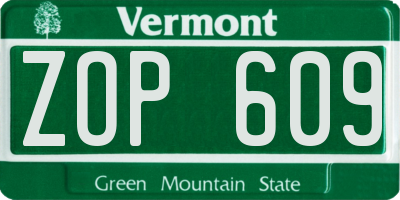 VT license plate ZOP609