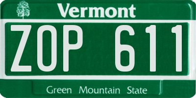 VT license plate ZOP611