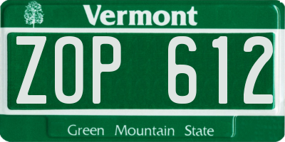 VT license plate ZOP612