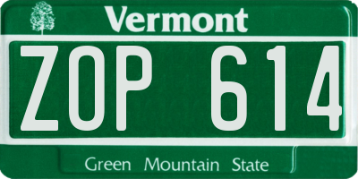 VT license plate ZOP614