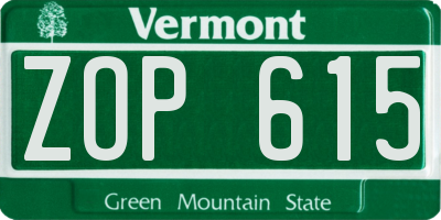 VT license plate ZOP615