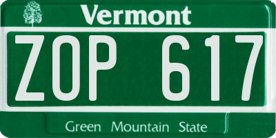 VT license plate ZOP617