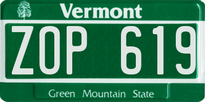 VT license plate ZOP619