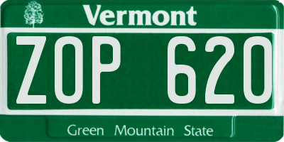 VT license plate ZOP620