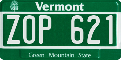 VT license plate ZOP621
