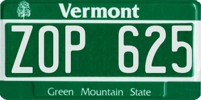 VT license plate ZOP625