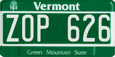 VT license plate ZOP626